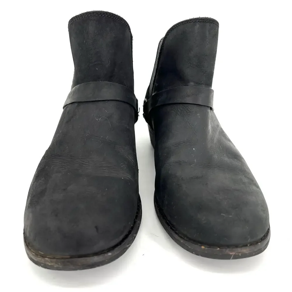 Teva Ellery‎ Women's black leather waterproof harness ankle boots (8.5)